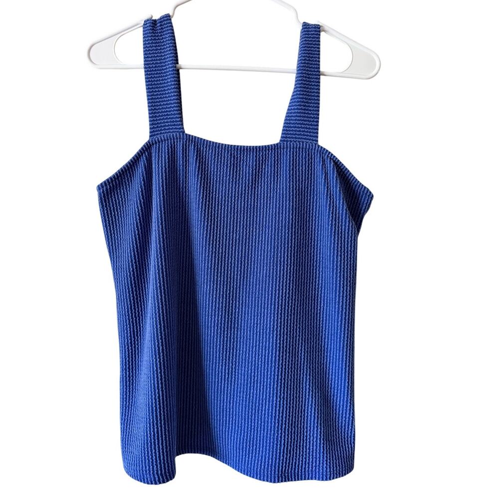 NEW P.S. Kate Blue Ribbed Chunky Strap Tank Top 1X